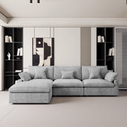 Modular Sofa & Sectional Sofa - Deep Seat Cloud Couch in Soft Linen Blend Fabric
