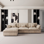 Modular Sofa & Sectional Sofa - Deep Seat Cloud Couch in Soft Linen Blend Fabric