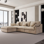 Modular Sofa & Sectional Sofa - Deep Seat Cloud Couch in Soft Linen Blend Fabric
