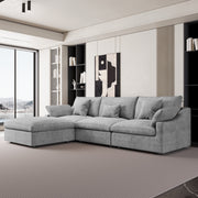 Modular Sofa & Sectional Sofa - Deep Seat Cloud Couch in Soft Linen Blend Fabric