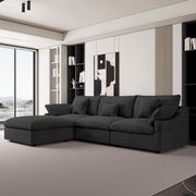 Modular Sofa & Sectional Sofa - Deep Seat Cloud Couch in Soft Linen Blend Fabric