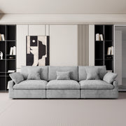 Modular Sofa & Sectional Sofa - Deep Seat Cloud Couch in Soft Linen Blend Fabric
