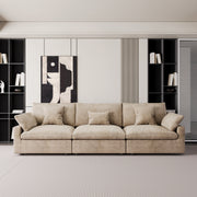 Modular Sofa & Sectional Sofa - Deep Seat Cloud Couch in Soft Linen Blend Fabric