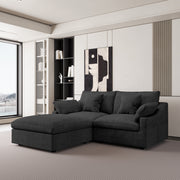 Modular Sofa & Sectional Sofa - Deep Seat Cloud Couch in Soft Linen Blend Fabric