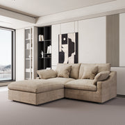 Modular Sofa & Sectional Sofa - Deep Seat Cloud Couch in Soft Linen Blend Fabric