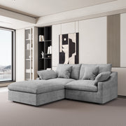 Modular Sofa & Sectional Sofa - Deep Seat Cloud Couch in Soft Linen Blend Fabric