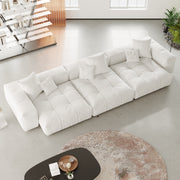 Sogno | 144.17″ 3 Seat Armrest Linen Sofa Removable Sofa Cover