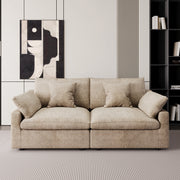 Modular Sofa & Sectional Sofa - Deep Seat Cloud Couch in Soft Linen Blend Fabric