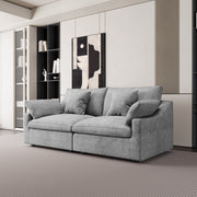Modular Sofa & Sectional Sofa - Deep Seat Cloud Couch in Soft Linen Blend Fabric
