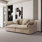 Modular Sofa & Sectional Sofa - Deep Seat Cloud Couch in Soft Linen Blend Fabric