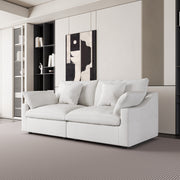 Modular Sofa & Sectional Sofa - Deep Seat Cloud Couch in Soft Linen Blend Fabric