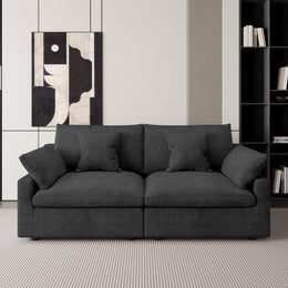 Modular Sofa & Sectional Sofa - Deep Seat Cloud Couch in Soft Linen Blend Fabric