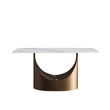 63'' & 70.87'' Luxury Curved Rectangular Faux Marble Dining Table With Carbon Seel Leg