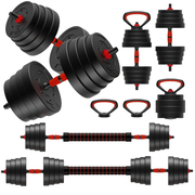 75lb 4-in-1 Adjustable Dumbbell Set - Converts to Barbell, Kettlebell & Push-Up Stands Interchangeable Plates, Non-Slip Grips for Home Gym
