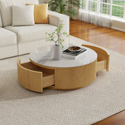 Modern Round Coffee Table Metal base with Storage Marble  Accent Table MH-CT1822