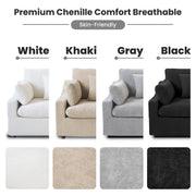 Modular Sofa & Sectional Sofa - Deep Seat Cloud Couch in Soft Linen Blend Fabric