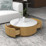 Modern Round Coffee Table Metal base with Storage Marble  Accent Table MH-CT1822