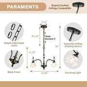 Luxury 3 & 5-Light Chandelier Fixtures with Crystal Glass Shade