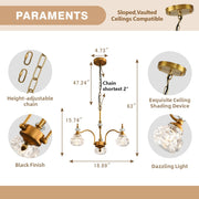 Luxury 3 & 5-Light Chandelier Fixtures with Crystal Glass Shade