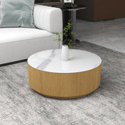 Modern Round Coffee Table Metal base with Storage Marble  Accent Table MH-CT1822