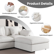 Modular Sofa & Sectional Sofa - Deep Seat Cloud Couch in Soft Linen Blend Fabric