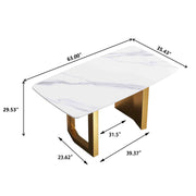 63″-70.87″ Luxury Sintered Stone Dining Table with Rectangular Tabletop, High Quality Carbon Steel Base, for 4-6 people