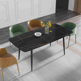 63" & 70.87" Modern Rectangular Dining Table with Sintered Stone Top and Simple Carbon Steel Legs