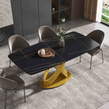 63" & 70.87"  Modern Dining Table for 4-6, Sintered Stone Tabletop Kitchen Table, Solid Carbon Steel Base