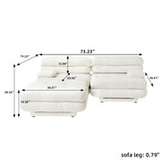 Dolce Modular Sofa | Loveseat With 1 Ottoman