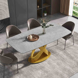 63" & 70.87"  Modern Dining Table for 4-6, Sintered Stone Tabletop Kitchen Table, Solid Carbon Steel Base