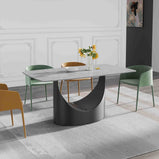 63'' & 70.87'' Luxury Curved Rectangular Faux Marble Dining Table With Carbon Seel Leg