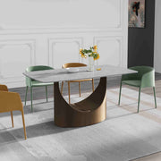 63'' & 70.87'' Luxury Curved Rectangular Faux Marble Dining Table With Carbon Seel Leg