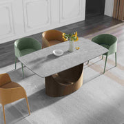 63'' & 70.87'' Luxury Curved Rectangular Faux Marble Dining Table With Carbon Seel Leg