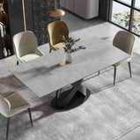 63" & 70.87"  Modern Dining Table for 4-6, Sintered Stone Tabletop Kitchen Table, Solid Carbon Steel Base