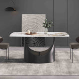 63'' & 70.87'' Luxury Curved Rectangular Faux Marble Dining Table With Carbon Seel Leg
