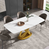 63" & 70.87"  Modern Dining Table for 4-6, Sintered Stone Tabletop Kitchen Table, Solid Carbon Steel Base