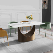 63'' & 70.87'' Luxury Curved Rectangular Faux Marble Dining Table With Carbon Seel Leg