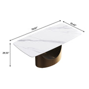 63'' & 70.87'' Luxury Curved Rectangular Faux Marble Dining Table With Carbon Seel Leg