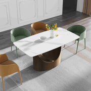 63'' & 70.87'' Luxury Curved Rectangular Faux Marble Dining Table With Carbon Seel Leg