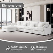 Modular Sofa & Sectional Sofa - Deep Seat Cloud Couch in Soft Linen Blend Fabric