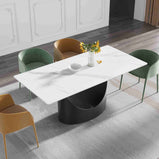 63'' & 70.87'' Luxury Curved Rectangular Faux Marble Dining Table With Carbon Seel Leg