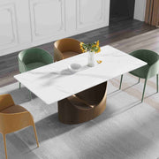 63'' & 70.87'' Luxury Curved Rectangular Faux Marble Dining Table With Carbon Seel Leg
