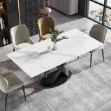63" & 70.87"  Modern Dining Table for 4-6, Sintered Stone Tabletop Kitchen Table, Solid Carbon Steel Base