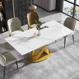 63" & 70.87"  Modern Dining Table for 4-6, Sintered Stone Tabletop Kitchen Table, Solid Carbon Steel Base