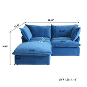 Divano Velvet Modular Sofa-Loveseat With Ottoman Chaise