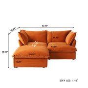 Divano Velvet Modular Sofa-Loveseat With Ottoman Chaise