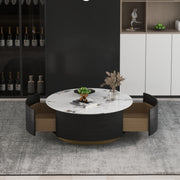 Modern Round Coffee Table Metal base with Storage Marble  Accent Table MH-CT1822