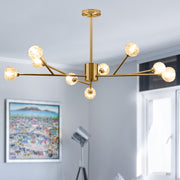 9 - Light Sputnik Modern Linear Chandelier with Crystal Accents