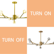 9 - Light Sputnik Modern Linear Chandelier with Crystal Accents