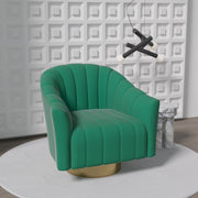 Modern Velvet Striped Fabric Metal Base Lounge Chair